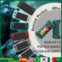 Retroid Pocket 4 PRO Handheld Game Console 8G+128G Android 13 D1100 CPU BT 5.2 WiFi 6 5000mAh Gaming Console 512GB PSP PS2 GAMES