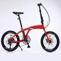 20 Inch Retro Variable Speed Double Disc-Brake Bicycle Portable Foldable Frame Adult Students City Outdoor Bicycle