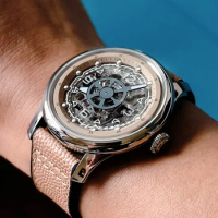 Mystery Code Titanium 40mm Men's Watch Automatic Skeleton Mechanical Movement Luxury Hypoallergenic Luminous Waterproof Sapphire