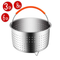 New Stainless Steel Steamer Basket in Stant Pot Accessories for Instant Cooker with Silicone Handle Pressure Cooker Rice Steamer