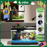 INHO 360° Akuarium Desktop 4K HD Panoramik dengan Pencahayaan untuk Hiasan Rumah