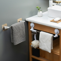 吸盤毛巾架免打孔浴室不銹鋼置物架衛生間浴巾掛鉤家用單桿掛壁式