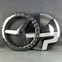 Princeton 700C Road Time Trial Track TT Bike Rim/Disc Brake All Carbon Fiber Wheel Set Front Wave 3 Spoke Wheel Rear Disc Wheel