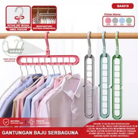 Gantungan Baju Lipat Multifungsi 360°/ Hanger Besi Lapis Plastik/ Gantungan Jemuran dengan Jepitan 2