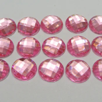 200 Pink Acrylic Flatback Rhinestone Faceted Round Gems 12mm No Hole