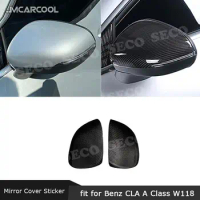 Carbon Fiber Rear Mirror Cover Air Outlet Car Decoration Sticker For Mercedes Benz CLA A Class W118 CLA200 260 A180 AMG 2020