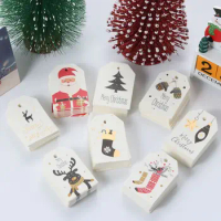 50PCS DIY Kraft Tags Merry Christmas Labels Gift Wrapping Paper Hang Tags Santa Claus Paper Cards Xmas Party Supplies