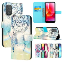 3D Printed Patterns Wallet Protector Phone Case For Motorola G04 4G G24 G34 Edge 40 Neo G14 5G Flip PU Leather 100pcs/lot