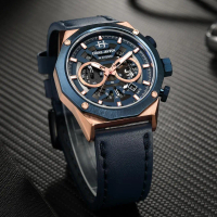 Evans Jayden Jam Tangan Pria 9583 Kulit Kaca Sapphire Chronograph Water Resistant 10 ATM Watches