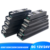 12V 24V LED แหล่งจ่ายไฟ AC To DC Transformer 60W 100W 200W 300W 400W Super Thin Converter สำหรับหลอดไฟ LED Strip LED Driver
