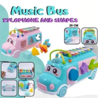 MAINAN EDUKASI Musik Nada MOBIL BUS XYLOPHONE Mengenal Bentuk YE20 Plastik Toys