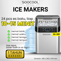 SOOCOOL Mesin Es Batu Rumah Tangga ES-20F Ice Cube Maker 24Kg, Mesin Pembuat Es Batu Hemat Listrik