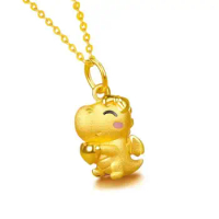 Pure 24K Yellow Gold Pendant Women 999 Gold Dragon Baby Necklace Pendant