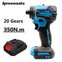 Brushless Cordless Impact Driver 350Nm Electric Screwdriver Drill 20 Gear 1/4-Inch Hex Power Tools For Makita 18v Battery