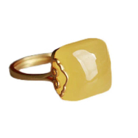 【Jpqueen】黃玉蜜蠟和田玉中式開口彈性戒指(2色可選)
