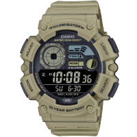 【CASIO 卡西歐】卡西歐十年電力運動電子膠帶錶-棕色(WS-1500H-5B)
