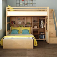 Nordic Solid Wood up and down Height-Adjustable Bed Bunk Bed Bunk Bed Bedroom Furniture Set
