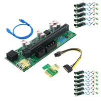 010-X PCIE 1X To 16X USB3.0 60Mm Graphics Card Extension Riser Card With Flash LED For GPU BTC Mining New Version