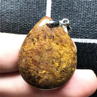 Top Natural Yellow Pietersite Pendant Jewelry For Woman Man Crystal 31x25x6mm Beads Silver Water Drop Namibia Energy Stone AAAAA