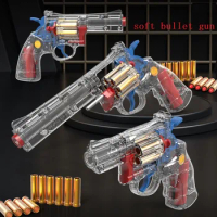 Revolver Transparent Airsoft Pistol Paintball Soft Bullet Gun Simulation Model Toy Gun fake guns pistolas toys for boys kid gift