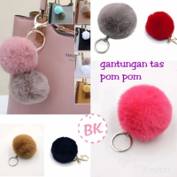 POMPOM - gantungan tas pom pom bulat bulu Murah