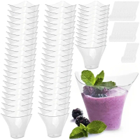 【L Cry】 50PCS 3.4oz Mousse Twisted Triangle Cup Dessert Cup for Jelly Pudding Dessert Ice Cream w