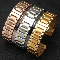 High Quality Five Bead Solid Stainless Steel Watch Band Strap Quick Release Metal Bracelet Watch Accessories12-26mm for Longines