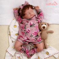 Dr.Ma 50CM Reborn Baby Newborn Sleeping Rosalie With Hand Roooted Hair Cloth Body Bebe Reborn Dolls 