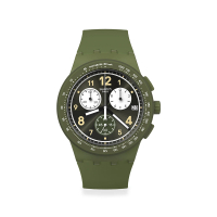 【SWATCH】Chrono 原創系列手錶 NOTHING BASIC ABOUT GREEN 三眼計時 運動錶 綠 男錶 女錶(42mm)