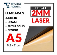 Acrylic A5 Lembaran Warna hitam putih bening Ukuran A5 / Clear Tebal 2mm potong LASER Thoriq Acrylic