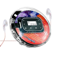 Round Portable CD Player with Headphone HiFi- Music Player Built-in Speaker Touch-Screen Walkman Discman Player Support TF Card