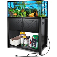 40 Gallon Tank Stand, Fish Tank Stand with Outlet &amp; Cabinet, Aquarium Stand for 10-50 Gallon Fish Tank, Breeder Tank