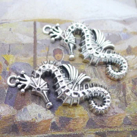 4pcs/Lot 27x23mm Sea Horse Alloy Charms Antique Silver Color Pendants for DIY Jewelry Making Charm