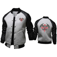 2023 Spring Autumn Men's Skull Racing Logo Print Personality Racing Clothes Jacket Coat High quality leather jacket for men
