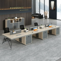 【公司職員辦公桌】職員辦公桌簡約現代員工四4人位6卡座工位辦公室傢具電腦桌椅組閤 YGIE