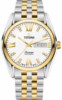 TITONI 梅花錶  Airmaster 空霸Day-Date機械腕錶(93709SY-385)-40mm-白面鋼帶【刷卡回饋 分期0利率】