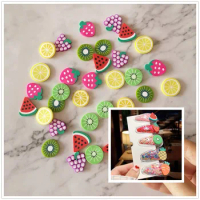 100g 110pcs Big Fruit Stickers 20mm Slime Charms Mixed Series Slime Bead Making Supplies For DIY Collage Crafts