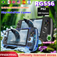 ANBERNIC RG556 Portable PS2 Handheld Game Console Unisoc T820 Android13 5.48 Inch AMOLED Screen WIFI 512G 256G PS2 3DS WII Games