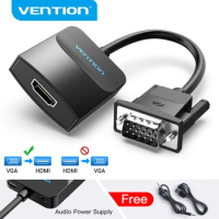 Vention VGA to HDMI Adapter 1080P VGA Male to HDMI Female Converter Cable With Audio USB Power for PS4/3 HDTV VGA HDMI Converter