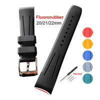 20mm 21mm 22mm High Quality Fluororubber Watch Strap Curved End Band Silicone Rubber Soft Strap Universal Bracelet Wristband