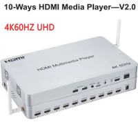 HDMI 2.0 10 Ways Multimedia Player HDMI Splitter 1x10 Hdmi Player 4K 60Hz USB Flash Disk Android 6.0 Box TV Stores Video Player