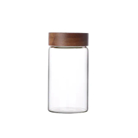 【阿莎&amp;布魯】相思木蓋耐熱玻璃儲物密封保鮮罐580ml(E-800148)