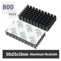 800Pcs Gdstime 50mm x 25mm x 10mm Heatsink 50*25*10mm Black Aluminum Cooling Fan 50mmx25x10mm IC LED Power Transistor