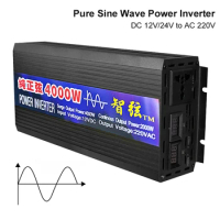 Pure Sine Wave Inverter DC 12V 24V To AC 220V Voltage Converter 2000W 3000W 4000W Power Pure Sine Wave Car Solar Energy Inverter