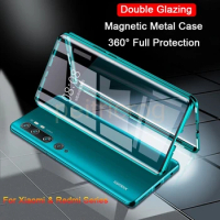 Magnetic Adsorption Metal Case For Xiaomi Mi 10 Pro 9 SE CC9 A3 Lite 9T Glass Cover Redmi K30 K20 Note 8T 8 7 10 Pro Case Coque