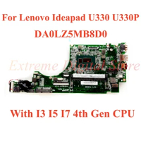 For Lenovo Ideapad U330 U330P Laptop motherboard DA0LZ5MB8D0 with I3 I5 I7 4th Gen CPU 100% Tested Fully Work
