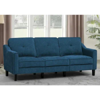 79 inch Chenille 3-seater sofa with plush cushions, soft padded fabric sofa with stable wooden legs, modern sofa in living room