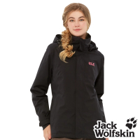 【Jack wolfskin 飛狼】女 Air Wolf 兩件式防風防水透氣刷毛保暖外套 衝鋒衣(黑色)