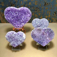 Natural Amethyst Geode Loving Heart Shape Quartz Cluster Crystal Specimen Energy Healing Wholesale