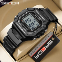 SANDA 2156 Fashion Mens Watch Military Water Resistant Sport Watches Army Big Dial LED Digital Wristwatches Stopwatches For Male